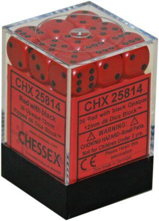 small Chessex Opaque 12mm dice set red with black pips 36 pieces die set 
